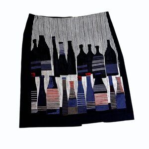Nic+Zoe Women's‎ Women's Skirt Size 8 Artsy Abstract Bottle Print w/ Back Zipper